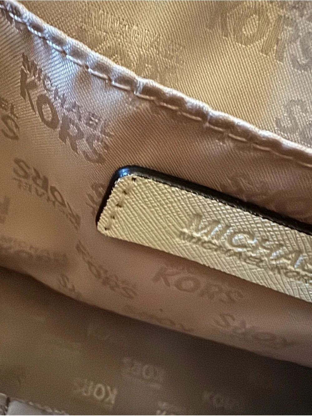 Michael Kors White Stud-Accent Satchel with Gold Hardware